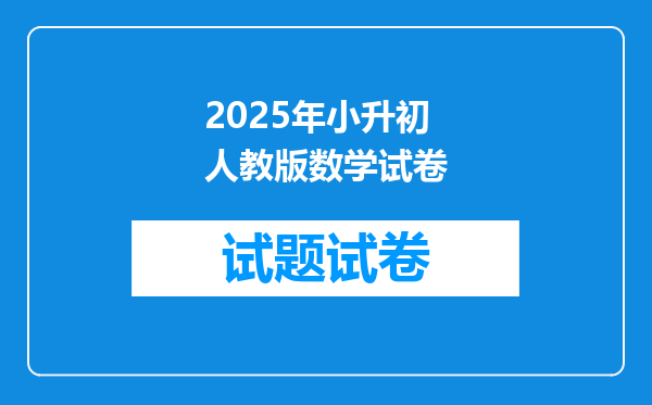 2025年小升初人教版数学试卷