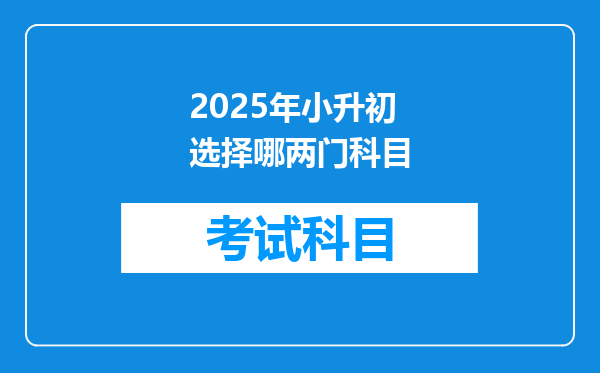 2025年小升初选择哪两门科目