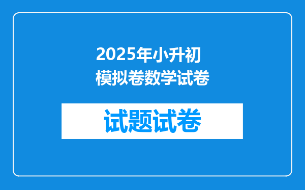 2025年小升初模拟卷数学试卷