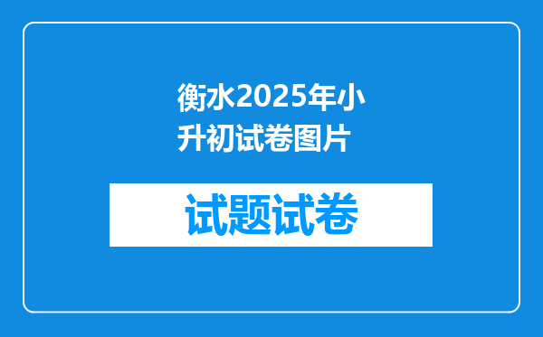 衡水2025年小升初试卷图片