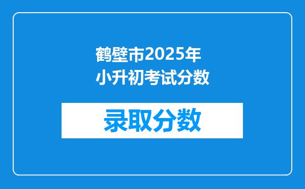 鹤壁市2025年小升初考试分数