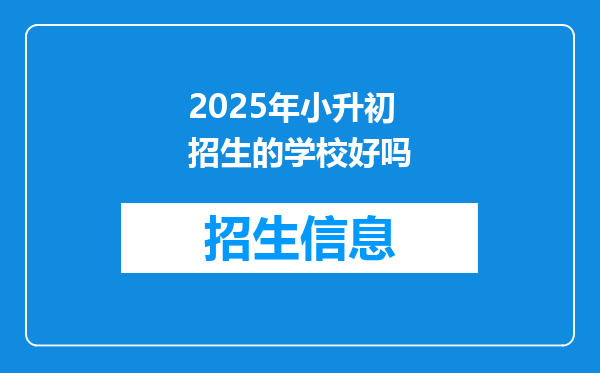 2025年小升初招生的学校好吗