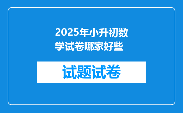 2025年小升初数学试卷哪家好些