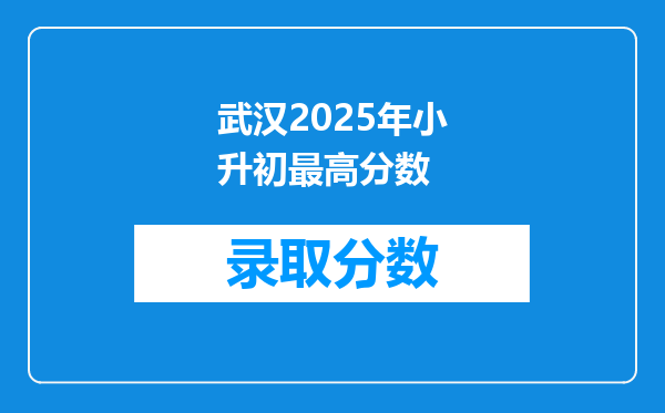 武汉2025年小升初最高分数