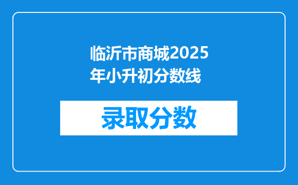 临沂市商城2025年小升初分数线