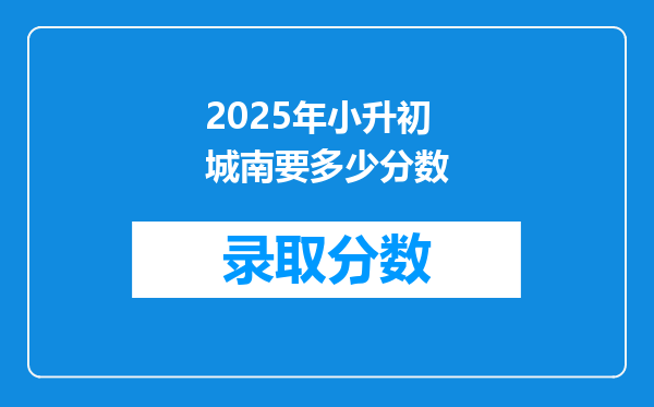 2025年小升初城南要多少分数