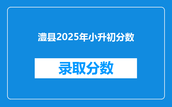 澧县2025年小升初分数