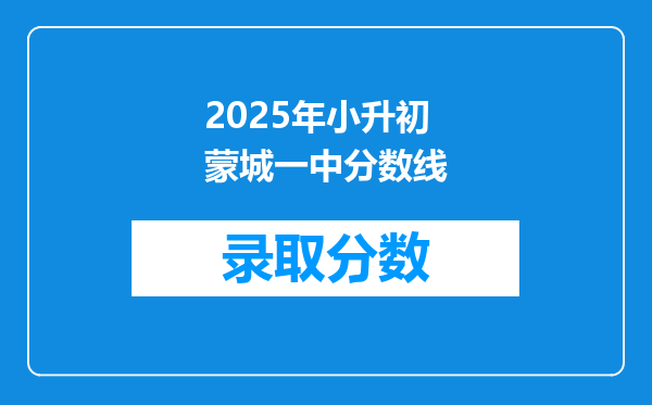 2025年小升初蒙城一中分数线