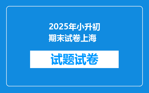 2025年小升初期末试卷上海