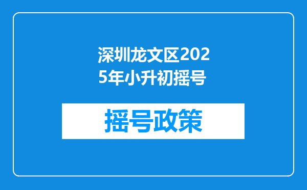 深圳龙文区2025年小升初摇号