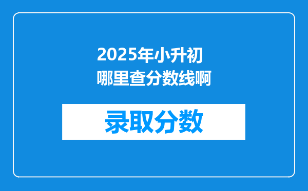 2025年小升初哪里查分数线啊