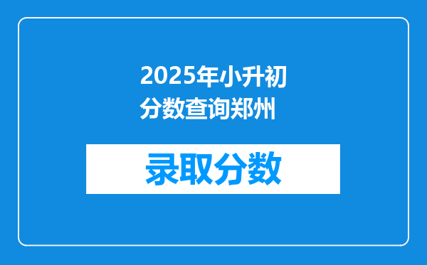 2025年小升初分数查询郑州