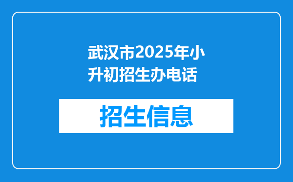 武汉市2025年小升初招生办电话