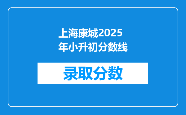 上海康城2025年小升初分数线