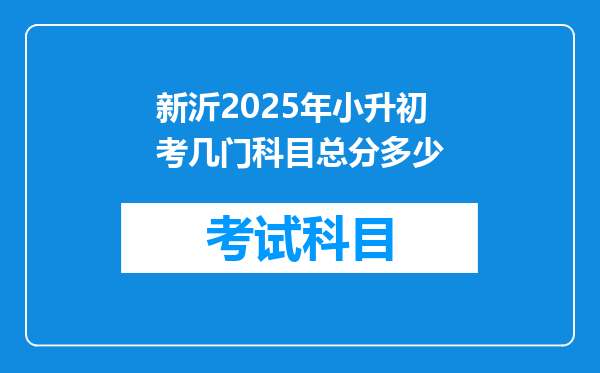 新沂2025年小升初考几门科目总分多少