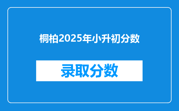 桐柏2025年小升初分数