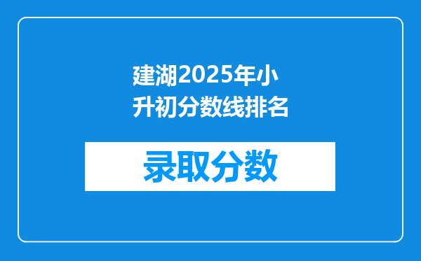 建湖2025年小升初分数线排名