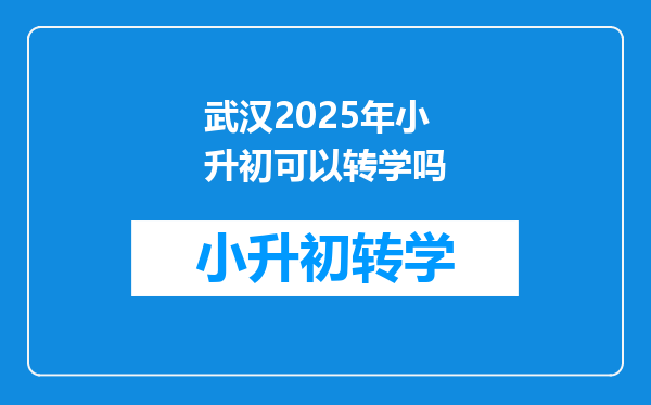 武汉2025年小升初可以转学吗