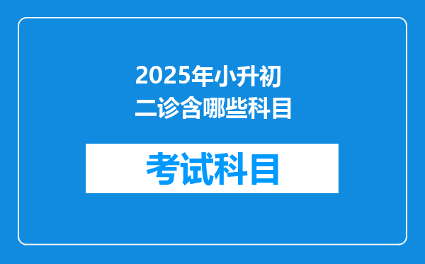 2025年小升初二诊含哪些科目