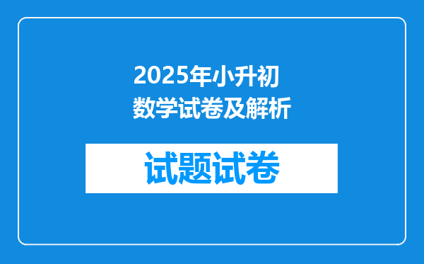 2025年小升初数学试卷及解析