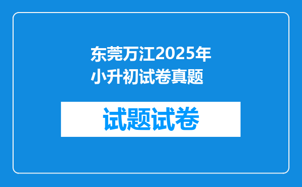 东莞万江2025年小升初试卷真题