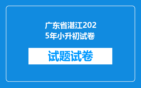 广东省湛江2025年小升初试卷