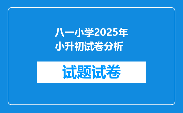 八一小学2025年小升初试卷分析