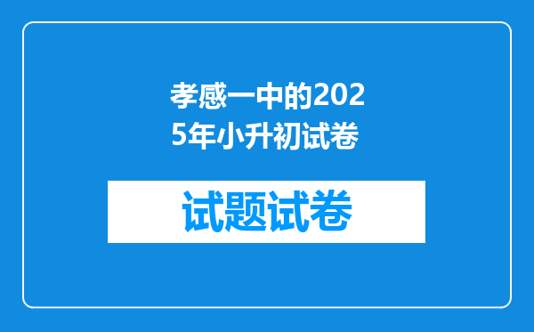 孝感一中的2025年小升初试卷