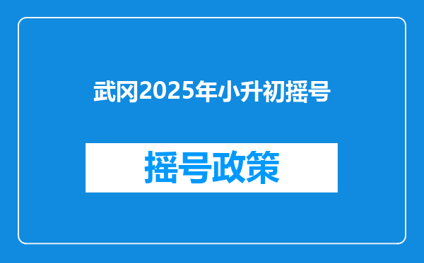 武冈2025年小升初摇号