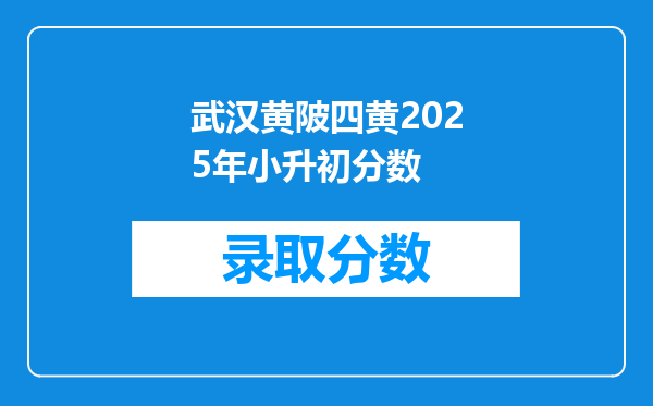 武汉黄陂四黄2025年小升初分数