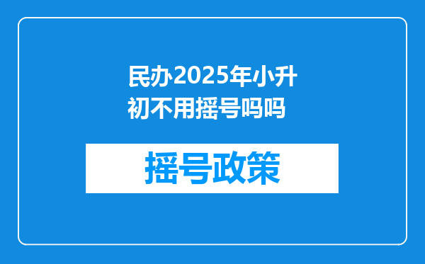 民办2025年小升初不用摇号吗吗