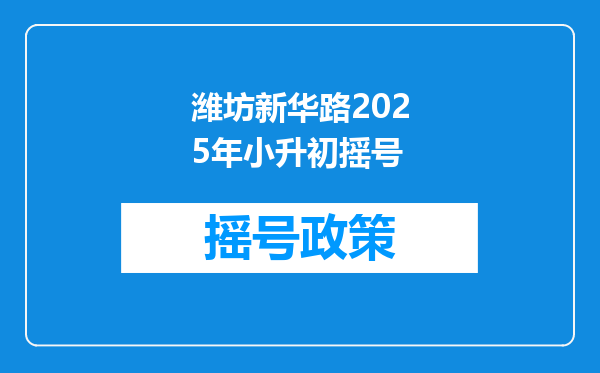 潍坊新华路2025年小升初摇号