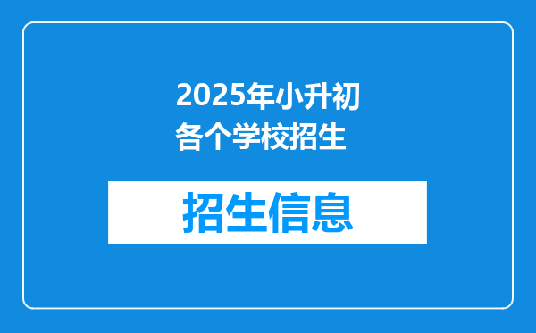 2025年小升初各个学校招生