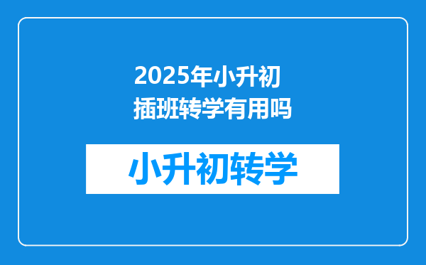 2025年小升初插班转学有用吗