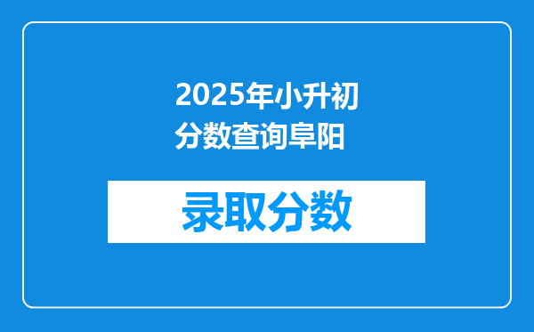 2025年小升初分数查询阜阳