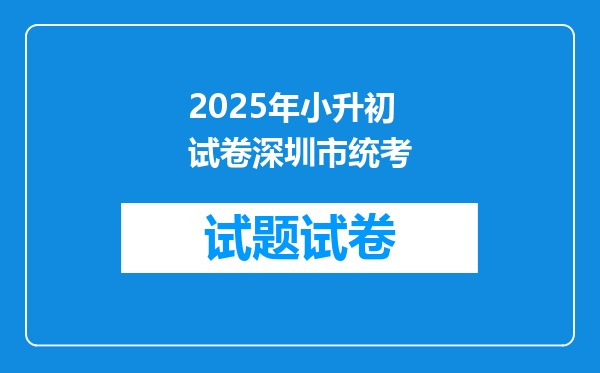 2025年小升初试卷深圳市统考