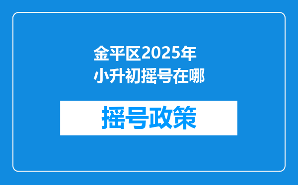 金平区2025年小升初摇号在哪