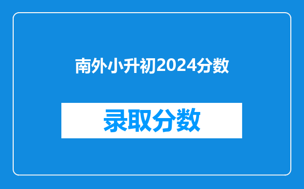 南外小升初2024分数