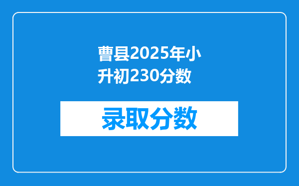 曹县2025年小升初230分数