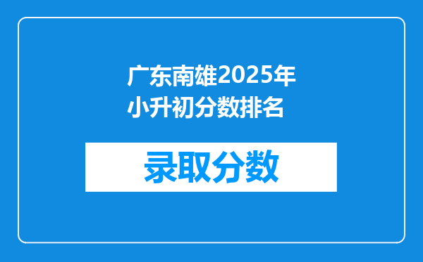 广东南雄2025年小升初分数排名