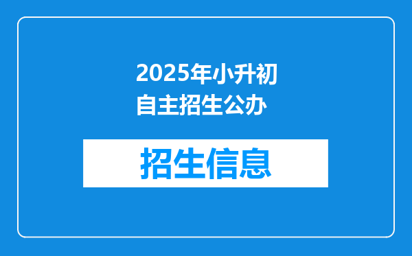 2025年小升初自主招生公办