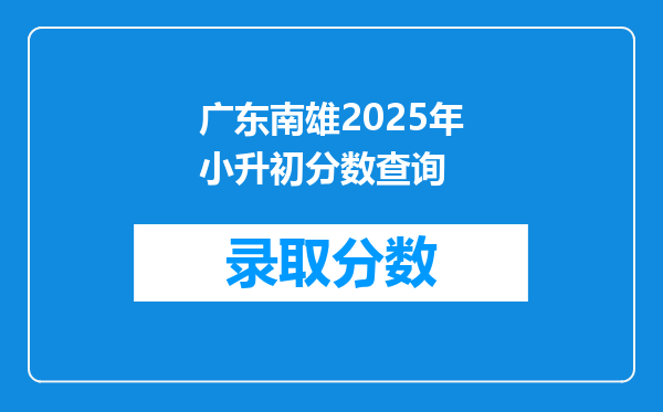 广东南雄2025年小升初分数查询