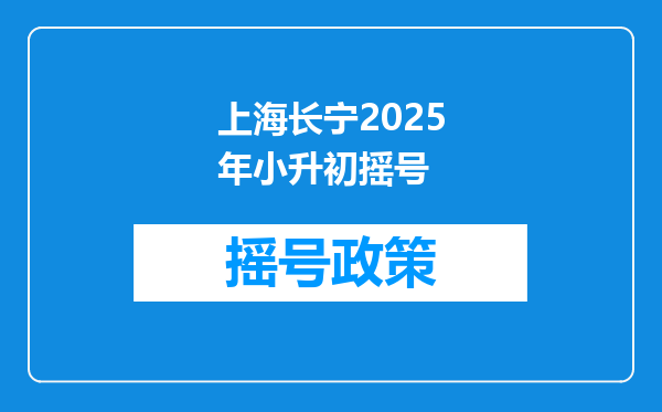 上海长宁2025年小升初摇号