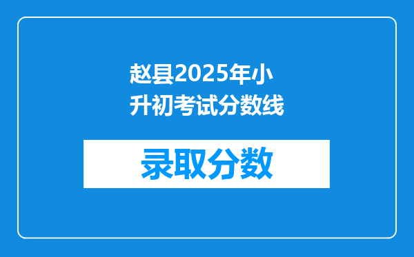 赵县2025年小升初考试分数线