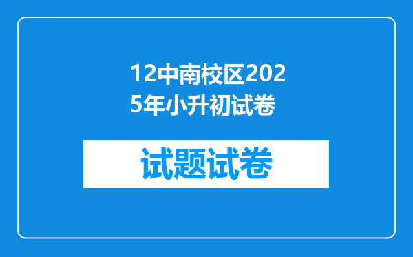 12中南校区2025年小升初试卷