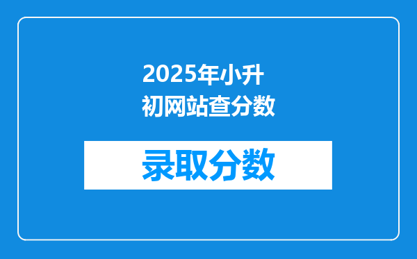 2025年小升初网站查分数