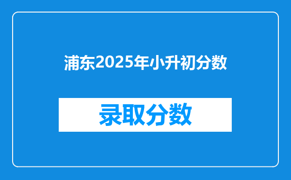 浦东2025年小升初分数