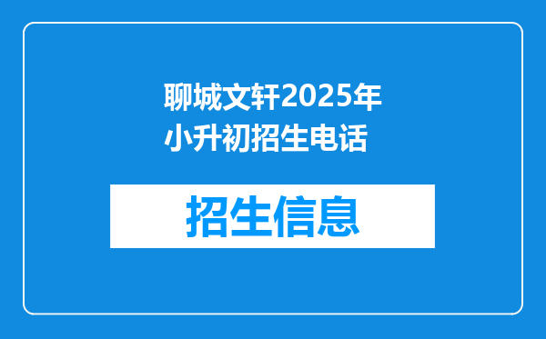 聊城文轩2025年小升初招生电话