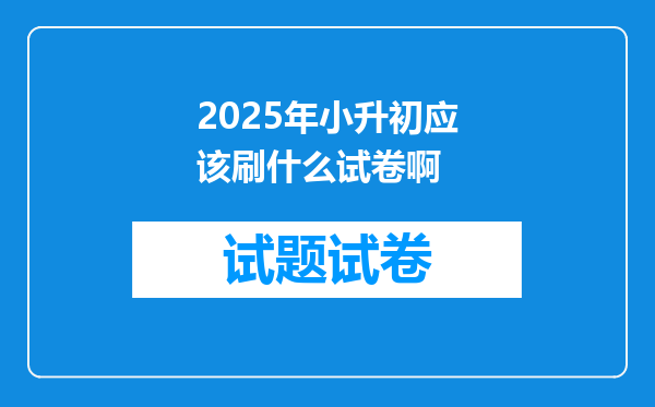 2025年小升初应该刷什么试卷啊