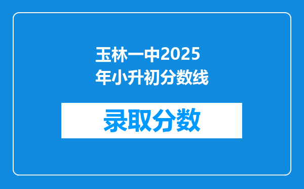 玉林一中2025年小升初分数线